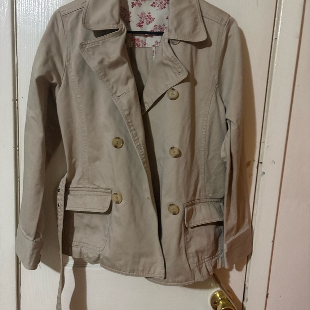Womens Beige Double-Breasted Jacket